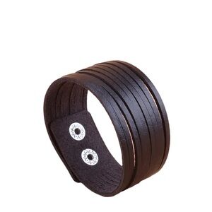 Black Split Leather Band Bracelet